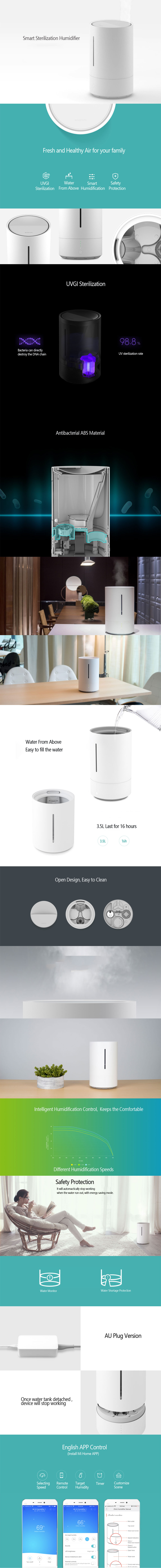 Xiaomi 3.5L UVGI Sterilization Smart Ultrasonic Humidifier