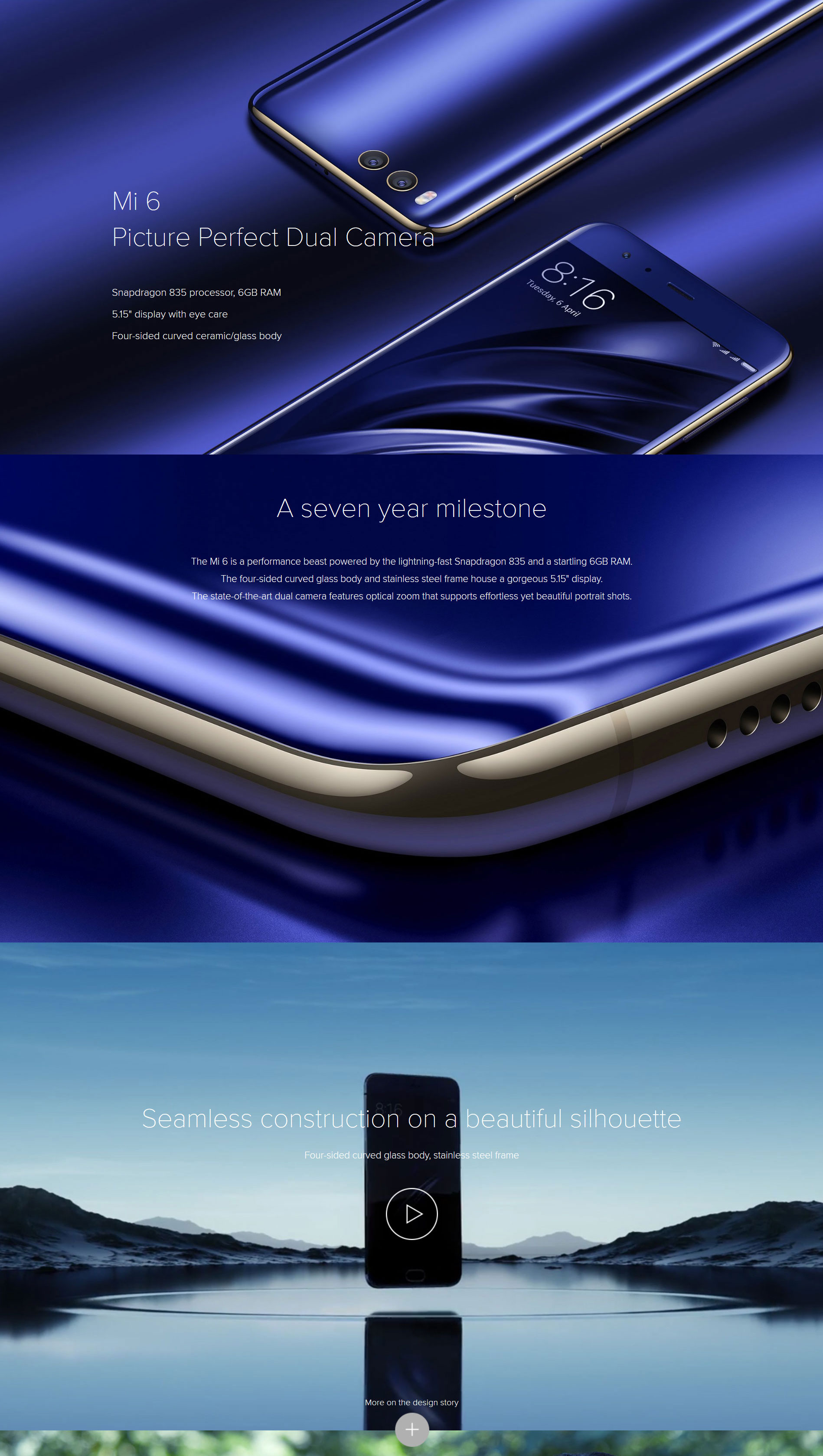 Xiaomi Mi 6 6G / 64GB 5.15-Inch Dual Cameras 12MP 4G LTE Global Version Black