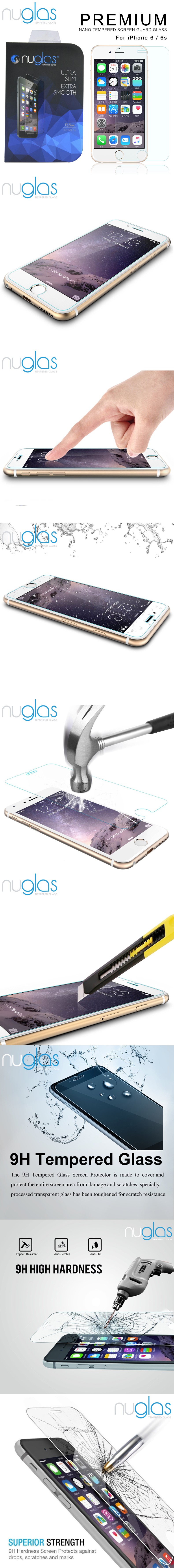 2x Nuglas iPhone XS Max X 8 7 6 6S Plus 高品质钢化膜