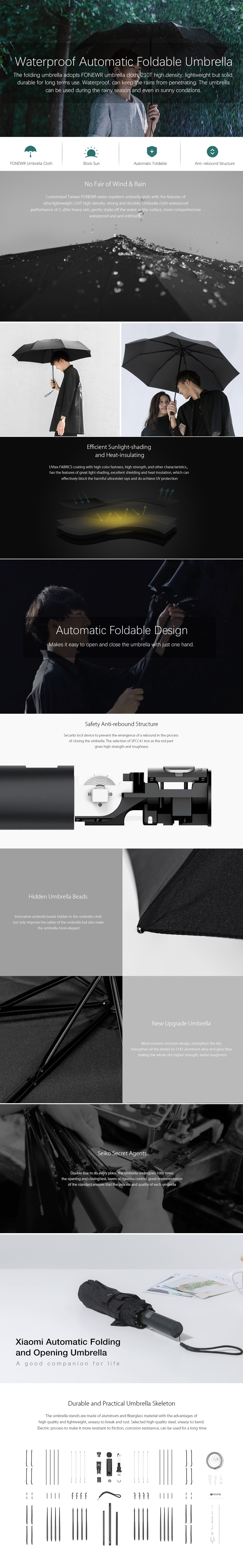 Xiaomi Automatic Foldable Umbrella UV Protection