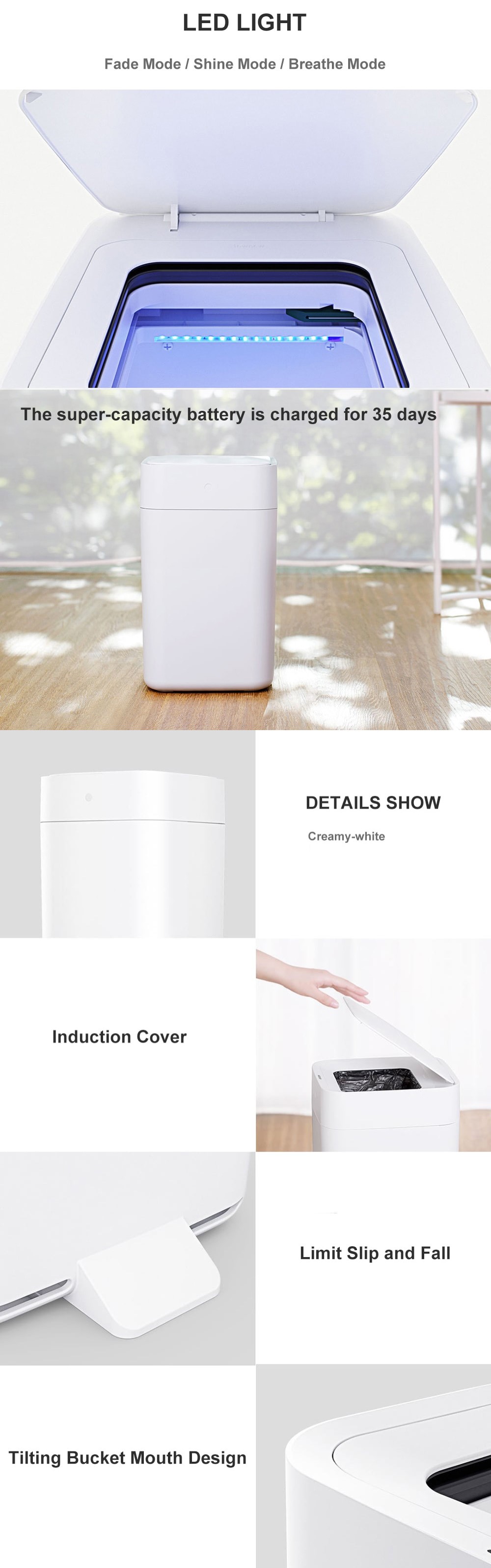 Xiaomi Townew Smart Automatic Motion Sensor to Open and Pack Rubbish Trash Bin