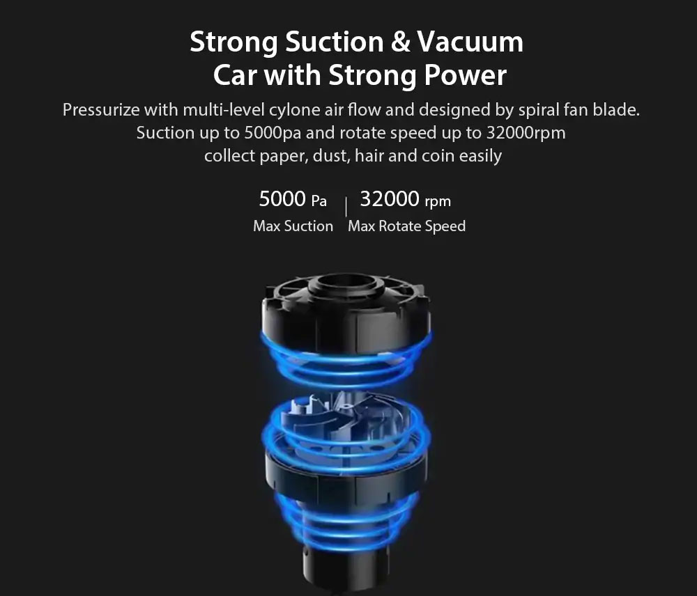 Cleanfly Car Portable Vacuum Cleaner - BLACK