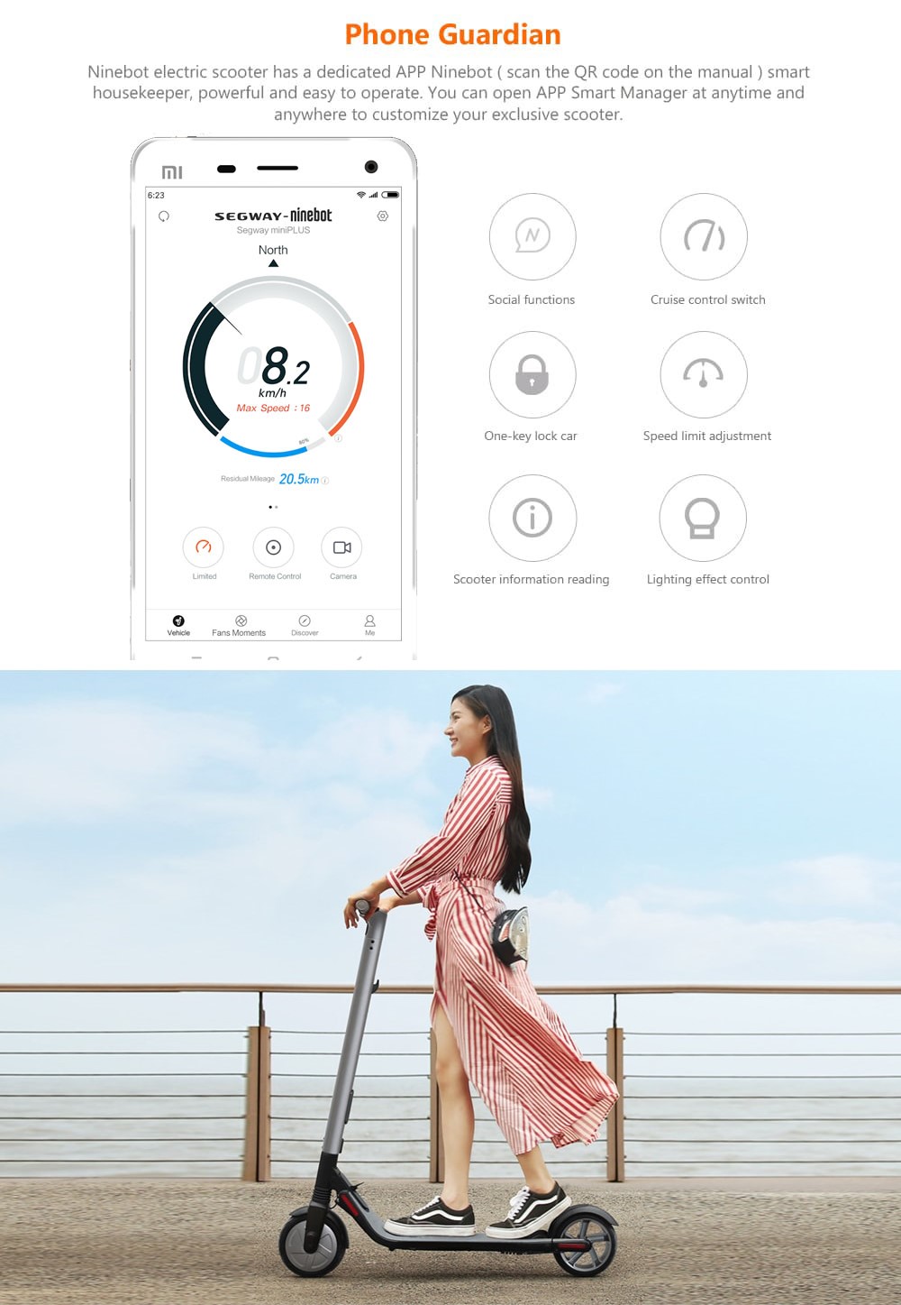 Ninebot ES2 Kick Scooter Folding Electric Scooter for Adults/Kids 36V 300W 25km/h Max Load 100kg