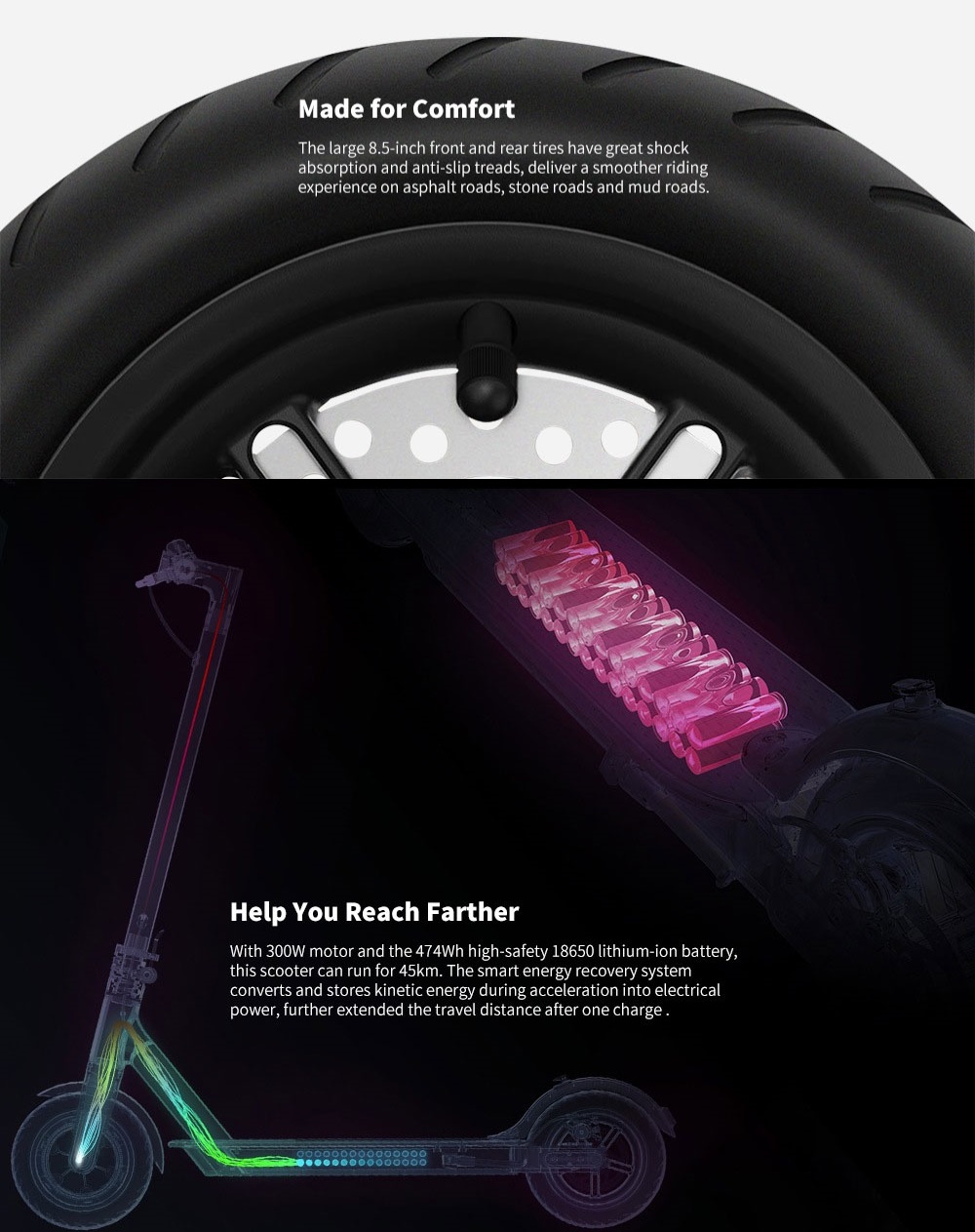 Xiaomi Electric Scooter Pro 12.8Ah Battery Max 45KM Mileage - Black