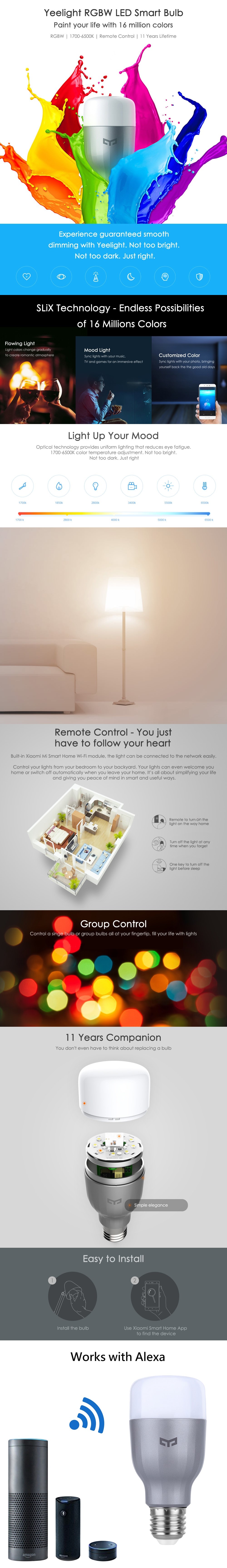 Xiaomi Yeelight Smart LED Bulb (Color) 10W Upgraded Version