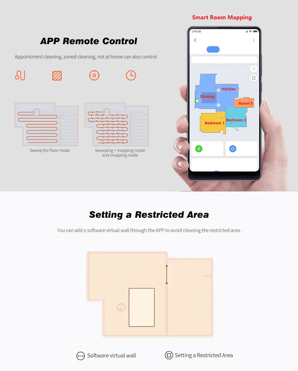 Xiaomi Mijia STYJ02YM 2 in 1 Sweeping Mopping Robot Vacuum Cleaner - Black