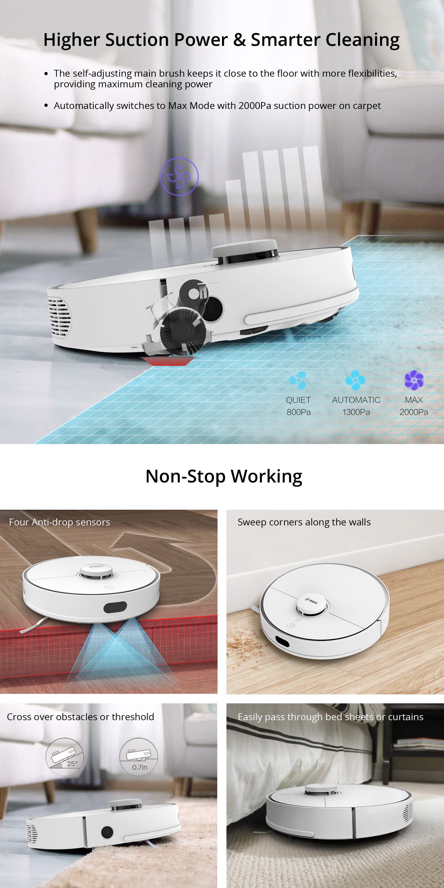 360 S5 Laser Navigation Smart Room Map Robot Vacuum Cleaner Mop 2000Pa Suction