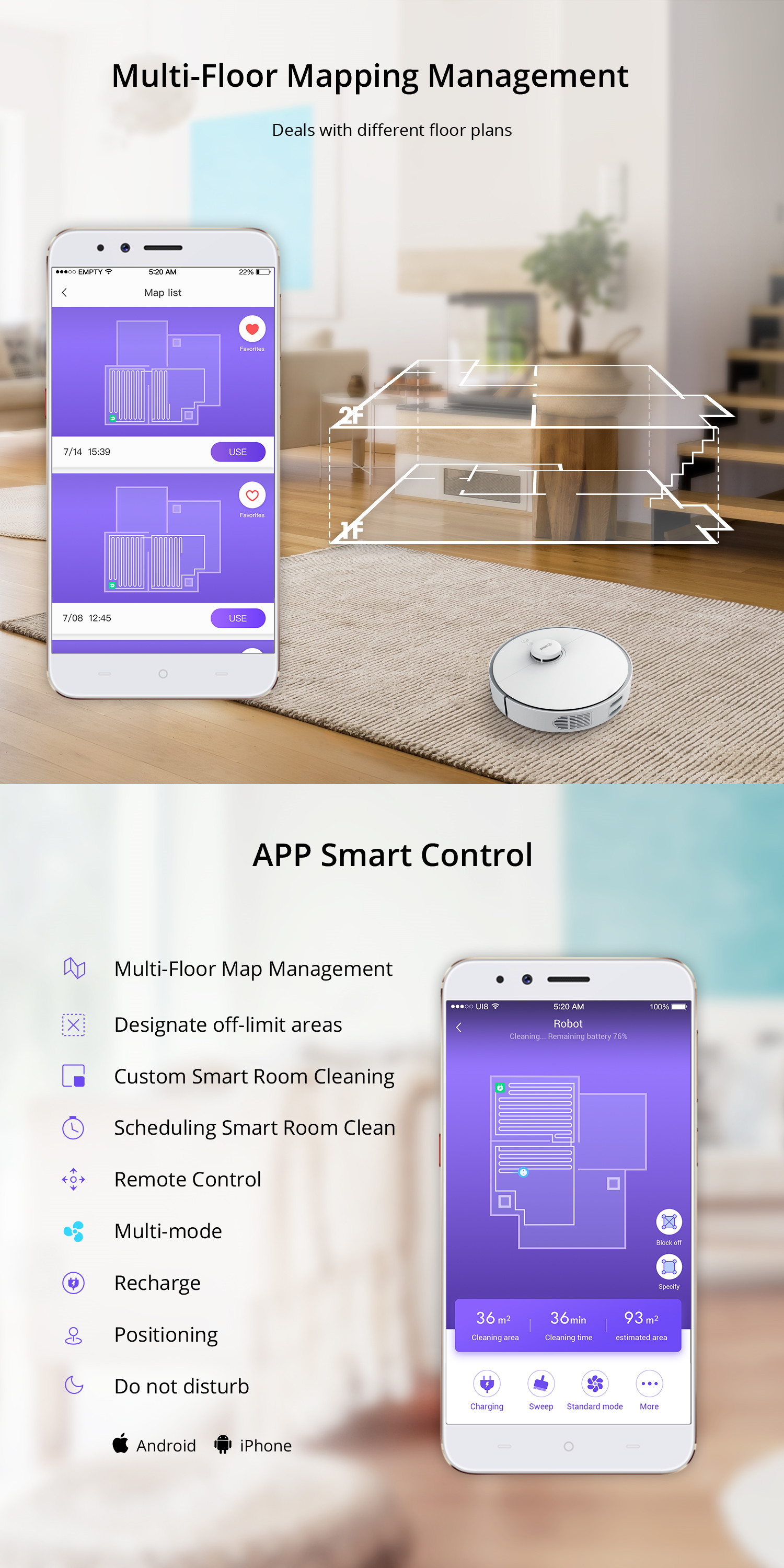 360 S5 Laser Navigation Smart Room Map Robot Vacuum Cleaner Mop 2000Pa Suction