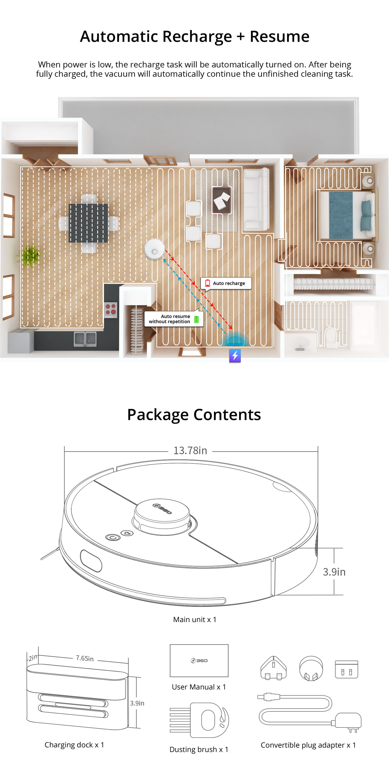 360 S5 Laser Navigation Smart Room Map Robot Vacuum Cleaner Mop 2000Pa Suction