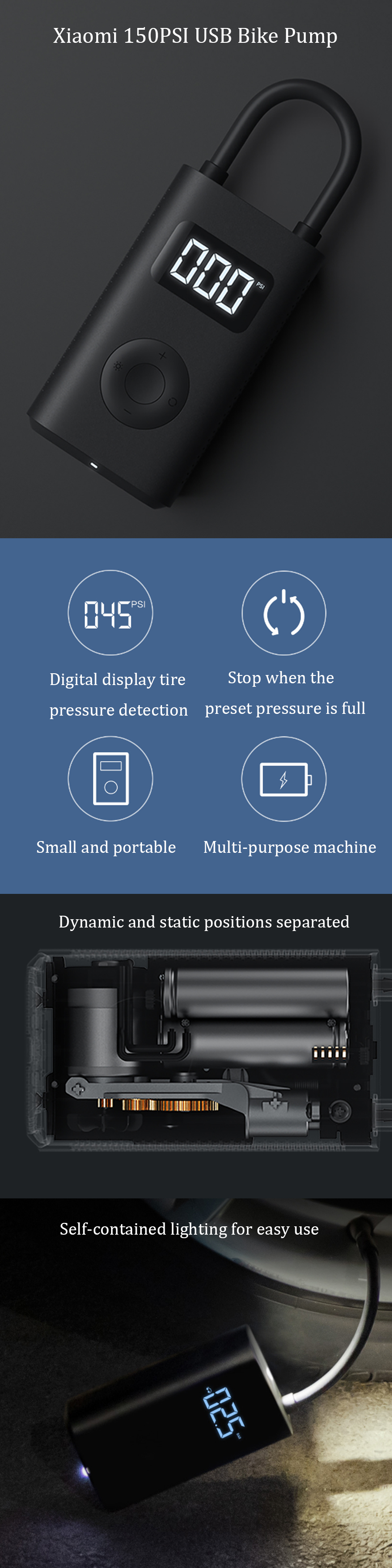 xiaomi 5v 150psi bike pump