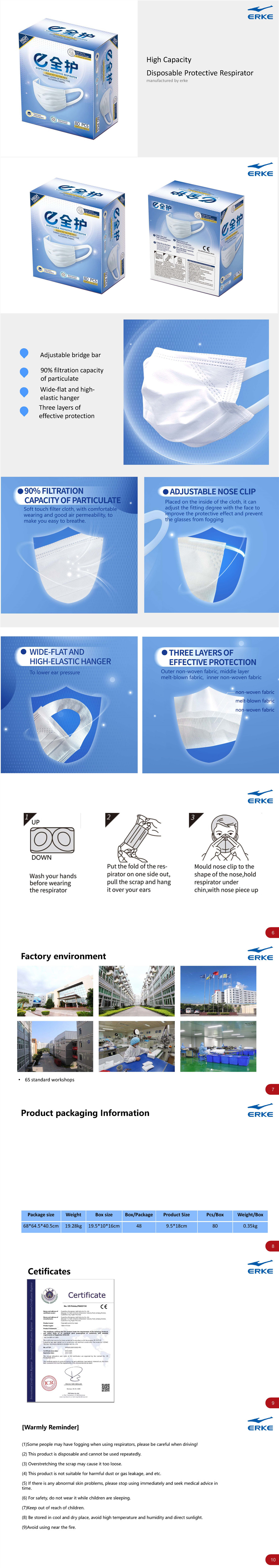 Disposable Mouth Face Masks Face 3-layer Respirator Mask Dust-Proof Person