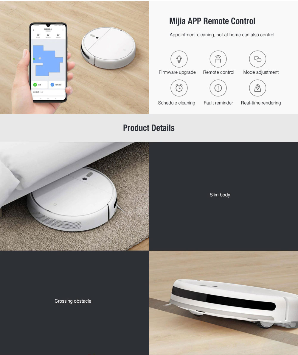 Xiaomi Mijia 1C 2 in 1 Smart Robot Vacuum Cleaner Mop Visual Brushless Motor 2500Pa