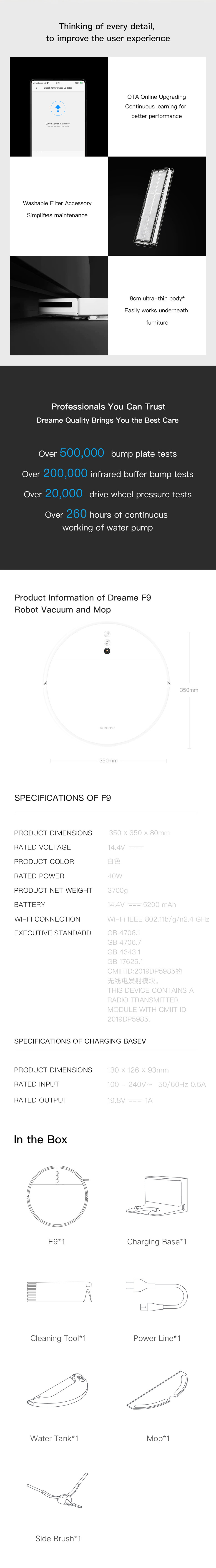 Xiaomi Dreame F9 Robot Vacuum Cleaner 2500Pa 5200mAh NIDEC Brushless Motor