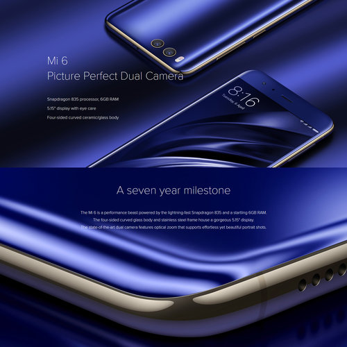 Xiaomi Mi 6 6G / 64GB 5.15-Inch Dual Cameras 12MP 4G LTE Global Version Black