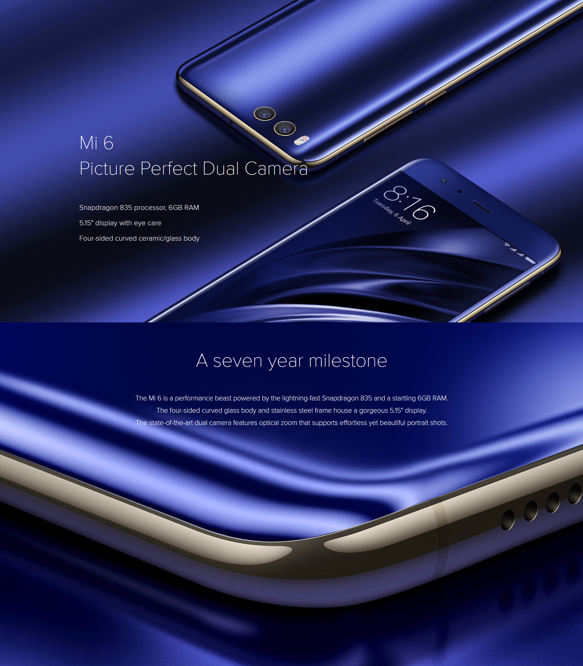 Xiaomi Mi 6 6G / 64GB 5.15-Inch Dual Cameras 12MP 4G LTE Global Version Black