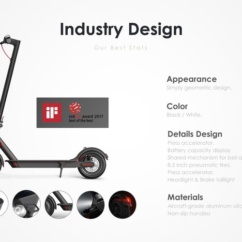 Xiaomi M365 Folding Electric Scooter with Two Spare Tyres- Black