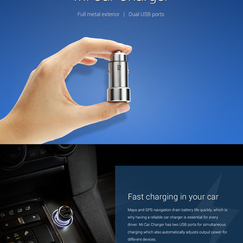 Mi Car Charger (3.6A Fast Charging) Metal Style - SILVER