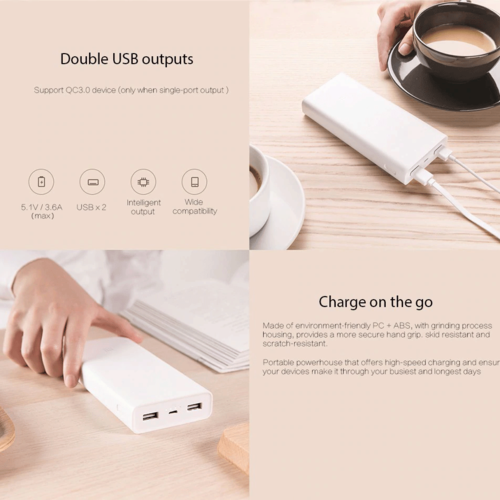 Xiaomi Mi Power Bank 2C 20000mAh Quick External Phone Portable Battery Charger