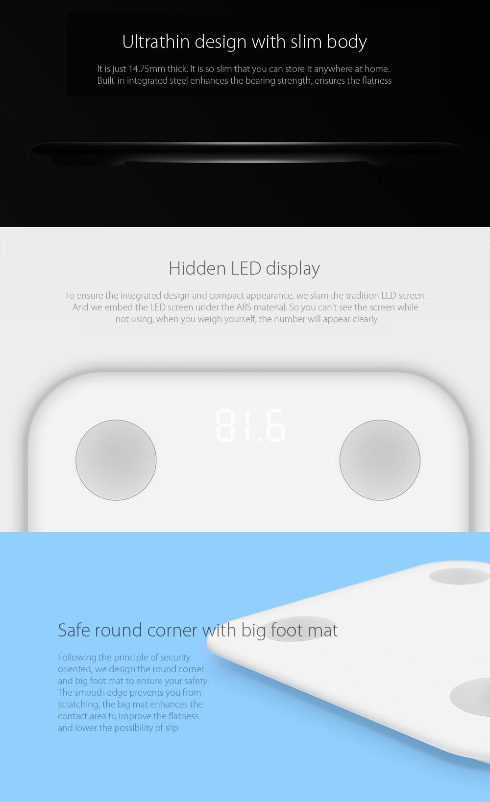 Xiaomi Bluetooth 4.0 Mi Smart Body Composition Scale Body Fat Analyzers White