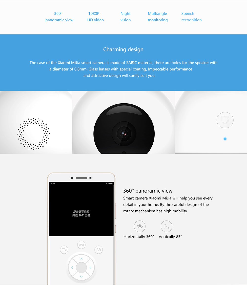 Xiaomi 360 Degree Panorama Wireless 1080P Smart IP Camera - WHITE