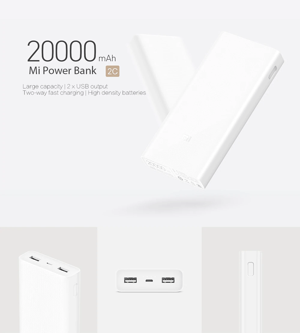 Xiaomi Mi Power Bank 2C 20000mAh Quick External Phone Portable Battery Charger