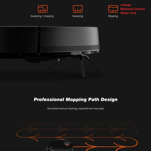 Xiaomi Mijia STYJ02YM 2 in 1  Robot Vacuum Cleaner Mopping 2nd Generation - Black
