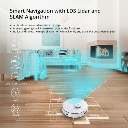360 S5 Laser Navigation Smart Room Map Robot Vacuum Cleaner Mop 2000Pa Suction