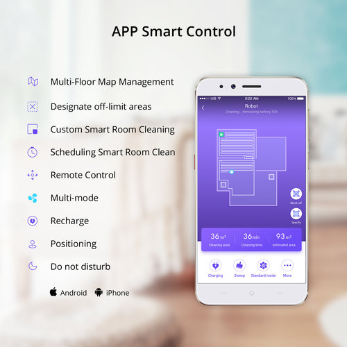 360 S5 Laser Navigation Smart Room Map Robot Vacuum Cleaner Mop 2000Pa Suction