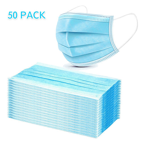 50Pcs Disposable Mouth Face Masks Face 3-layer Respirator Mask Dust-Proof Person