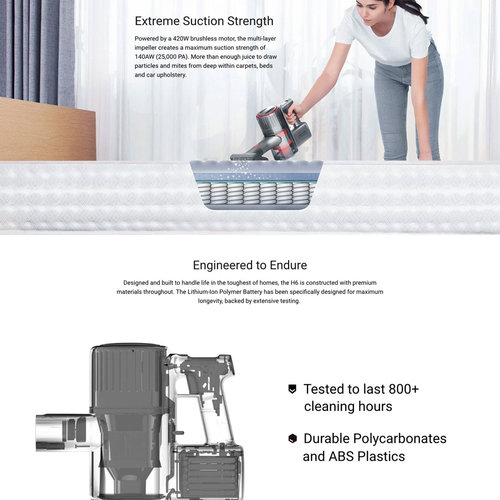 Roborock H6 Stick Vacuum Cleaner Handheld Cordless Motorhead Handstick