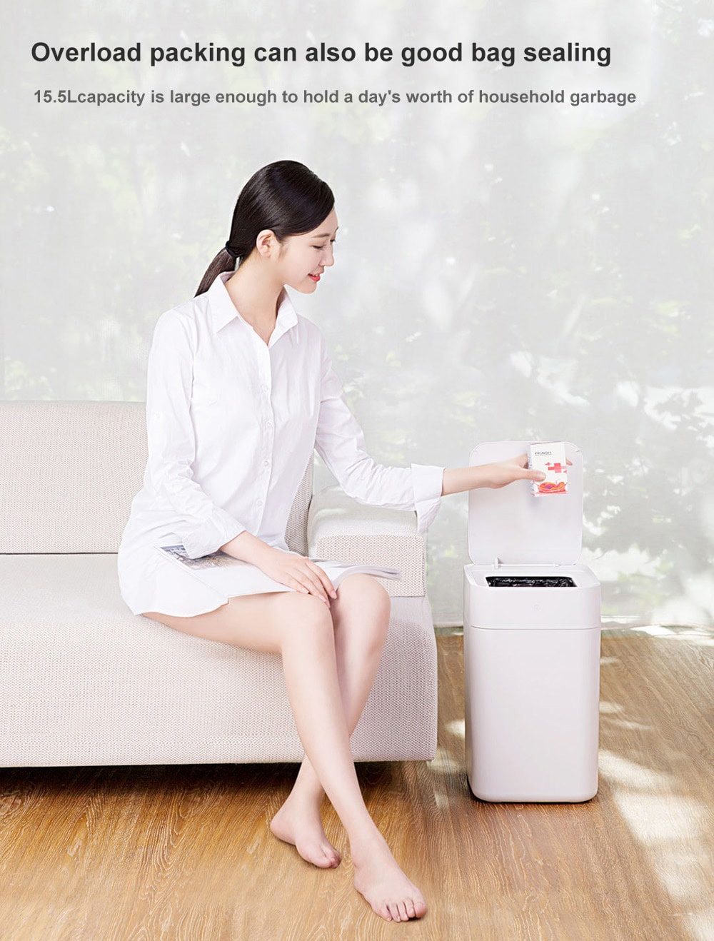 Xiaomi Townew Smart Automatic Motion Sensor to Open and Pack Rubbish Trash Bin