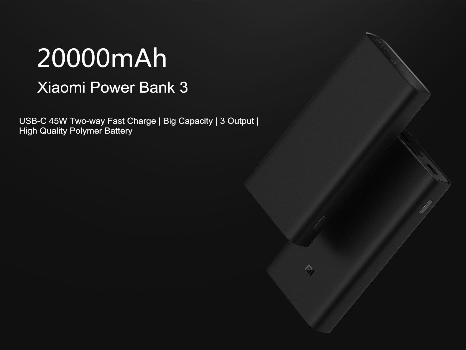 Xiaomi Power Bank 3 Pro 20000mAh USB-C Two-way 45W QC3.0 Fast Charge Power Bank for Mobile Phone  Laptop