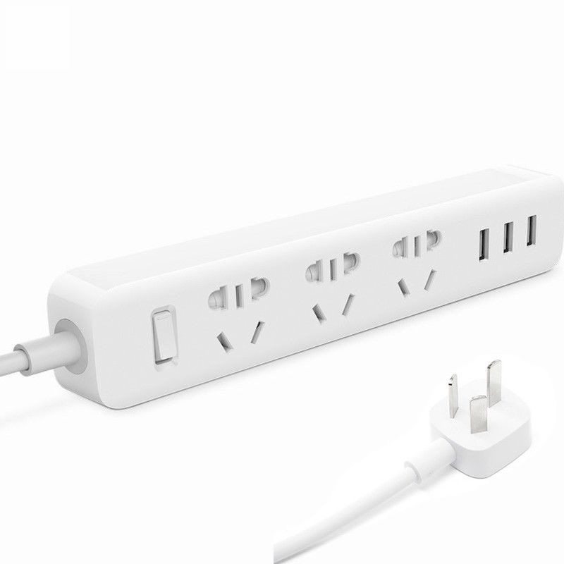 White Xiaomi Power Strip with 3 USB Ports