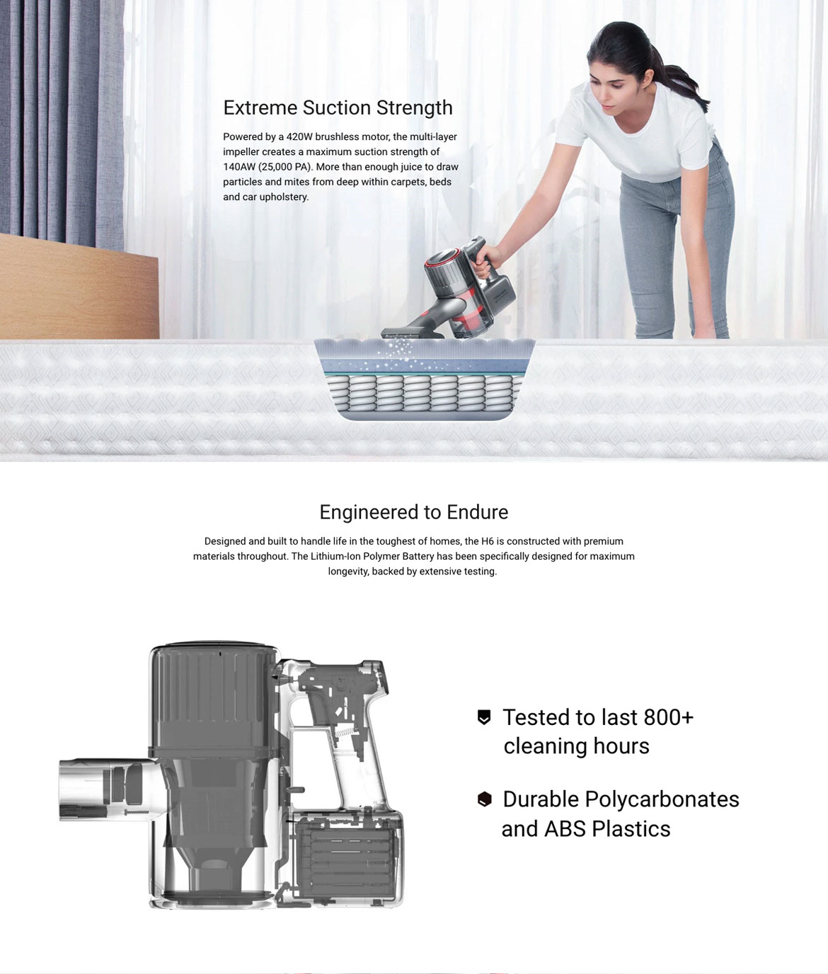 Roborock H6 Stick Vacuum Cleaner Handheld Cordless Motorhead Handstick